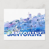 Santorini Skyline im Stil der reinen Schere Postkarte (Vorderseite)