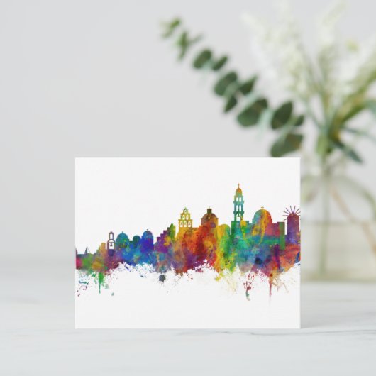 Santorini Skyline Postkarte (Stehend Vorderseite)