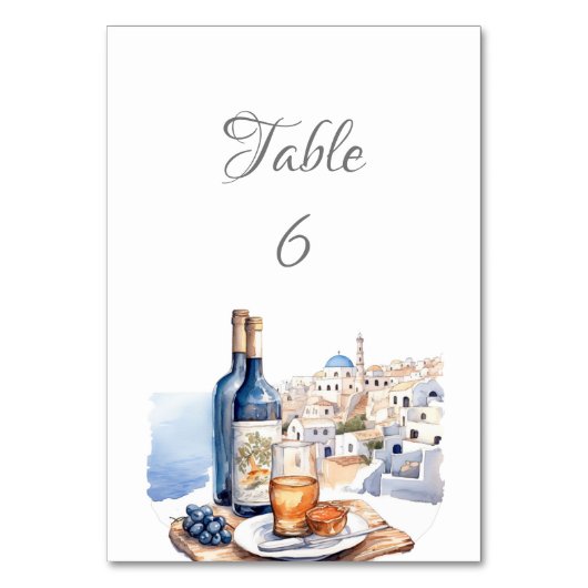 Santorini Skyline Tischnummer (Vorderseite)