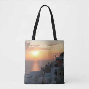 Santorini Sonnenuntergang auf der ganzen Seite Tasche