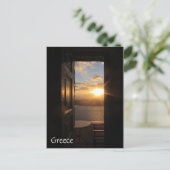 Santorini Sonnenuntergang durch Tür Postkarte (Stehend Vorderseite)