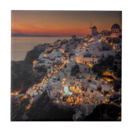 Santorini Sonnenuntergang, Griechenland Fliese