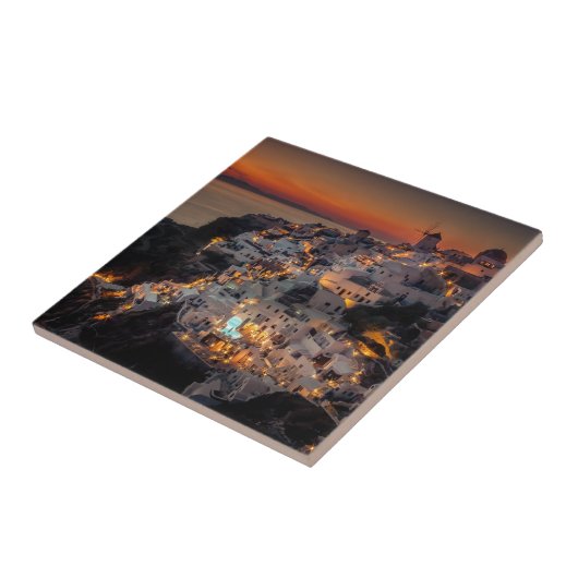 Santorini Sonnenuntergang, Griechenland Fliese (Seite)