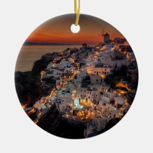 Santorini Sonnenuntergang, Griechenland Keramikornament (Vorne)