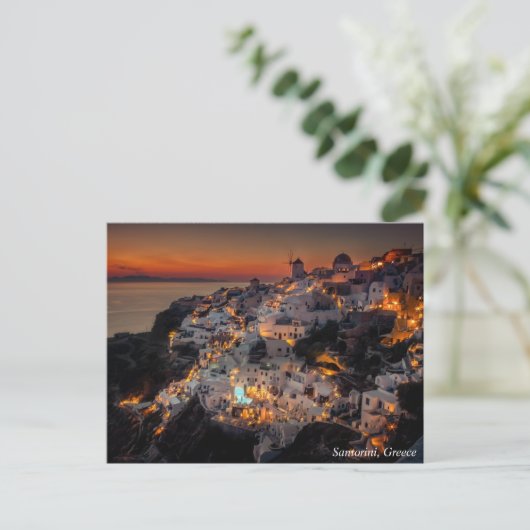 Santorini Sonnenuntergang, Griechenland Postkarte (Stehend Vorderseite)