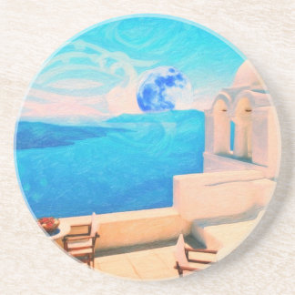 Santorini Stadt Griechenland Sandstein Untersetzer