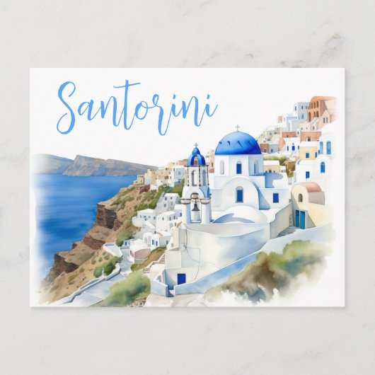Santorini-Stille: Wo Himmel auf Meer trifft Postkarte (Vorderseite)