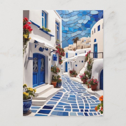 Santorini Street, Griechenland, Griechisches Dorf Postkarte (Vorderseite)