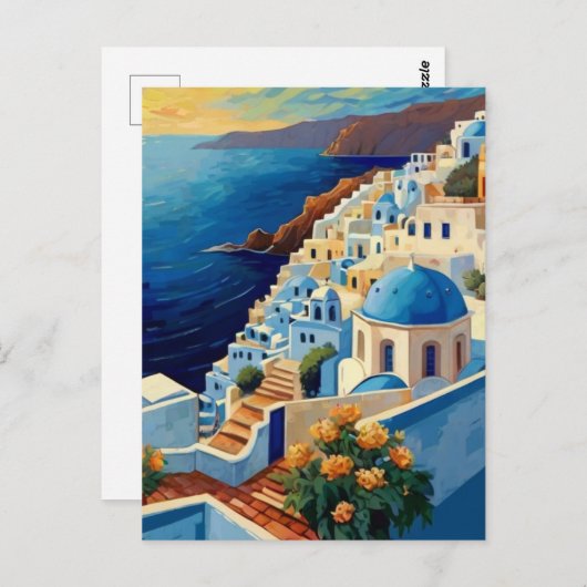 Santorini Sunrise - Griechenland - Dorf auf der gr Postkarte (Vorne/Hinten)