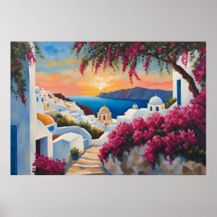 Santorini Sunset Bliss Poster