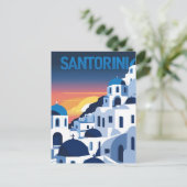 Santorini Sunset Blue Domes Postkarte (Stehend Vorderseite)