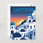 Santorini Sunset Blue Domes Postkarte (Vorne/Hinten)
