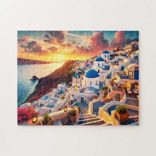 Santorini Sunset Greece Mediterranean Escape Gift Puzzle (Horizontal)