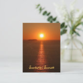 Santorini Sunset mit Text - Griechische Insel Postkarte (Stehend Vorderseite)