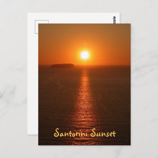 Santorini Sunset mit Text - Griechische Insel Postkarte (Vorne/Hinten)
