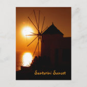 Santorini Sunset mit Text - Windmill in Oia - Postkarte (Vorderseite)