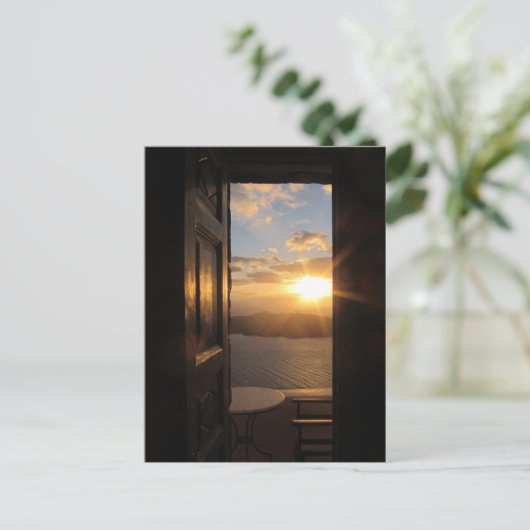 Santorini Sunset Postkarte (Stehend Vorderseite)