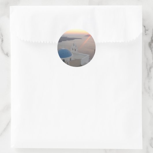 Santorini Sunset Runder Aufkleber (Tasche)