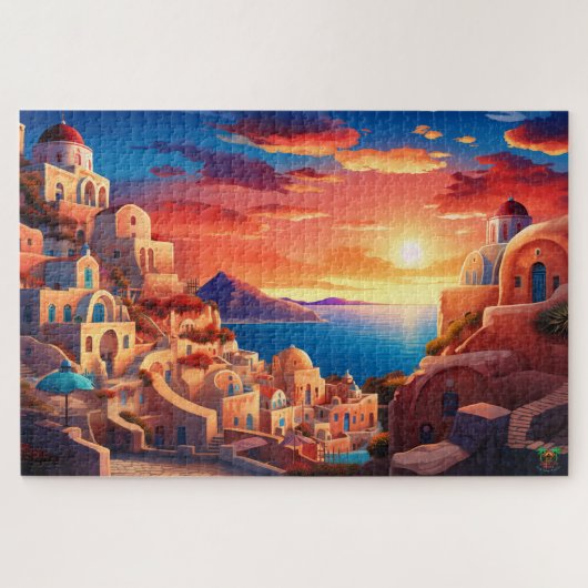 🌅 Santorini Sunset Serenity Puzzle (Horizontal)