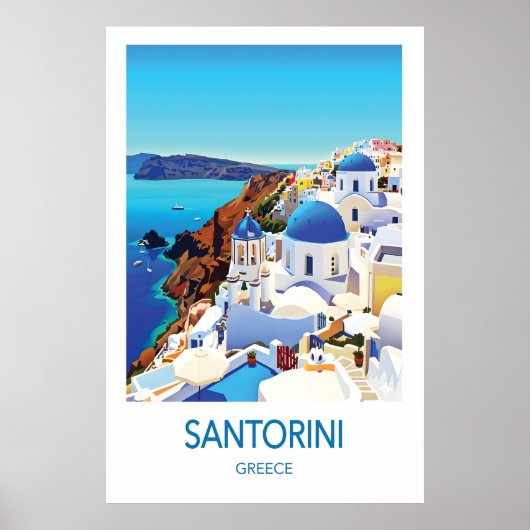 Santorini Travel Poster Greece Art (Vorne)
