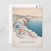 Santorini Vintag minimalistisch Postkarte (Vorne/Hinten)