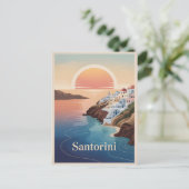Santorini Vintag minimalistisch Postkarte (Stehend Vorderseite)