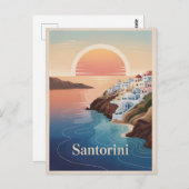 Santorini Vintag minimalistisch Postkarte (Vorne/Hinten)