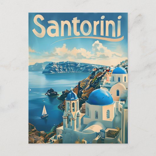 Santorini Vintag Postkarte (Vorderseite)