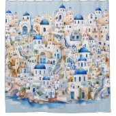 Santorini Wasserfarbe Griechenland Moderne griechi Duschvorhang (Vorderseite)