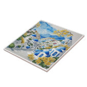 Santorini Wasserfarbe Griechische Häuser & gelbe B Fliese (Seite)