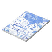 Santorini Wasserfarbe Personalisiert Notizblock (Rotiert)