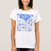 Santorini Wasserfarbe Personalisiert T-Shirt (Vorderseite)