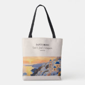 Santorini Wasserfarbe Schultertasche Tasche (Rückseite)
