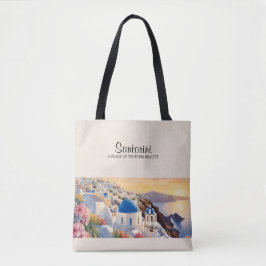 Santorini Wasserfarbe Tote Beutel - Zeitlose Schön Tasche