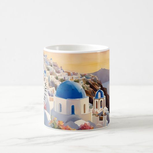 Santorini Wasserfarben Tasse (Mittel)