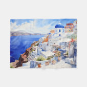 Santorini Watercolor Fleecedecke (Vorderseite (Horizontal))
