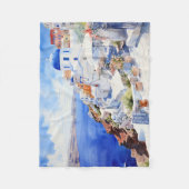Santorini Watercolor Fleecedecke (Vorderseite)