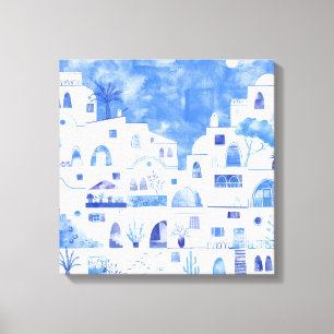 Santorini Watercolor Leinwanddruck