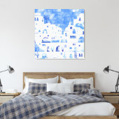 Santorini Watercolor Leinwanddruck (Insitu (Schlafzimmer))