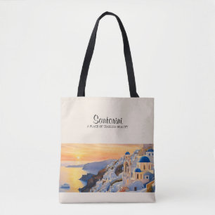Santorini Watercolor-Schultertasche Tasche