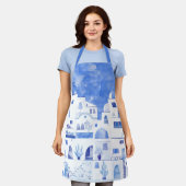 Santorini Watercolor Schürze (Getragen)