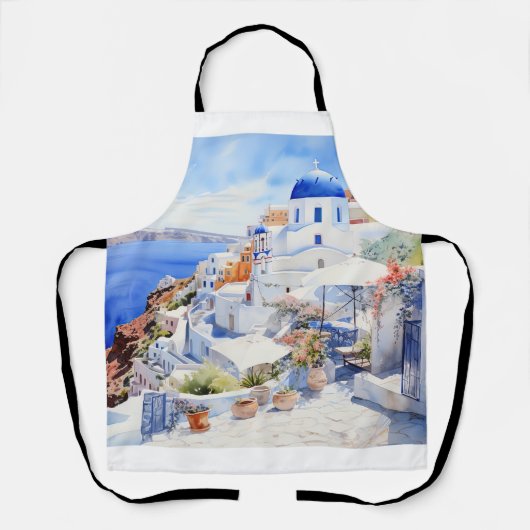Santorini Watercolor Schürze (Vorderseite)