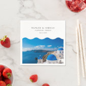 Santorini Wedding Custom Greece Cocktail Napkin Serviette (Beispiel)