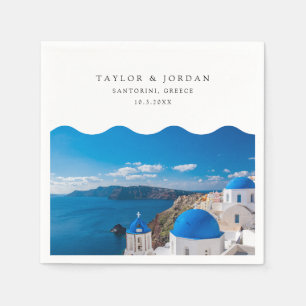 Santorini Wedding Custom Greece Cocktail Napkin Serviette