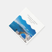 Santorini Wedding Custom Greece Cocktail Napkin Serviette (Ecke)