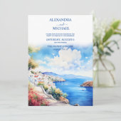 Santorini Wedding Einladung (Stehend Vorderseite)