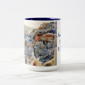 Santorini Wedding Erinnerungen Blau Weiße griechis Zweifarbige Tasse (Mittel)