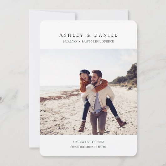 Santorini Wedding Griechenland Save the Date Einladung (Rückseite)