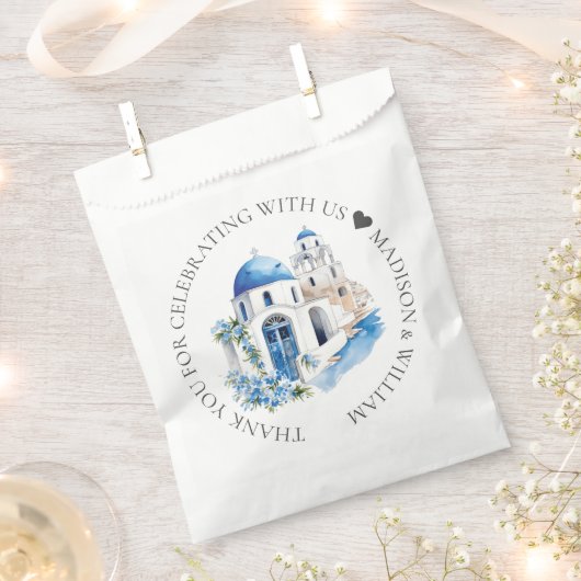Santorini Wedding Personalisiert Minimal Geschenktütchen (Ausgeschnitten)