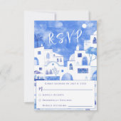 Santorini Wedding RSVP Karte (Vorderseite)